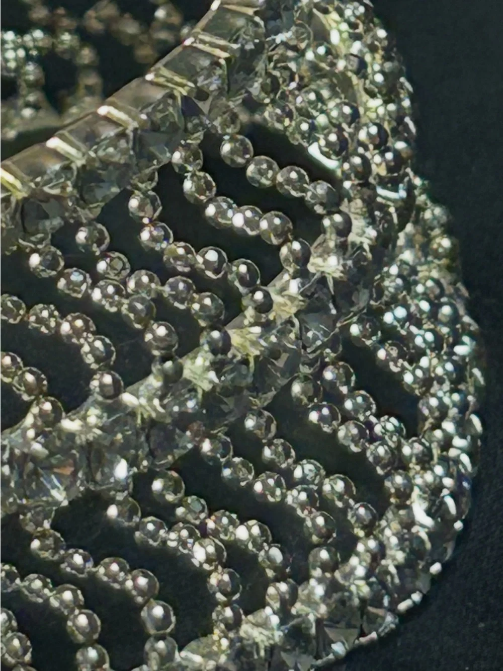 Rhinestone Stretch Bracelet - Sparkling Silver Multi-Row Design